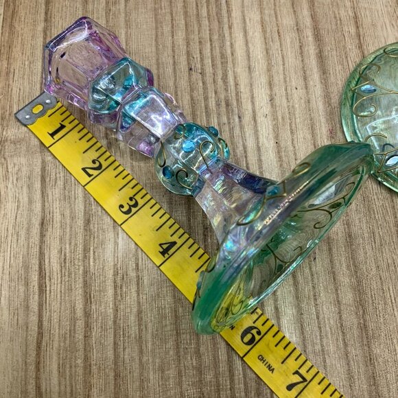 PartyLite "Mardi Gras" Iridescent Glass Jewel Gold Trim Candle Holder - Retired - Picture 5 of 5